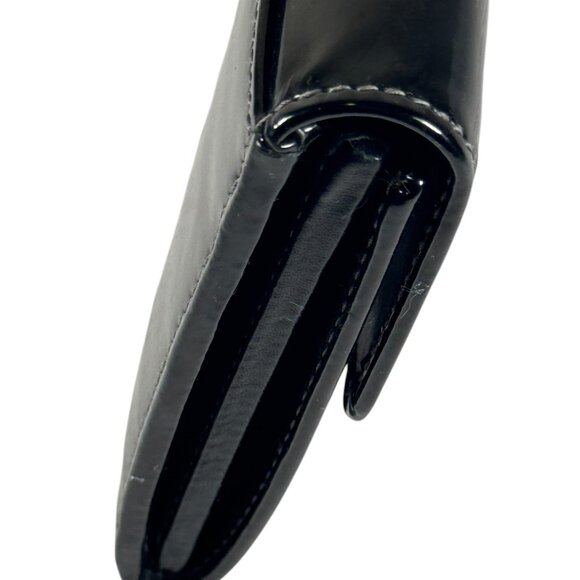 SALVATORE FERRAGAMO BLACK PATENTED LEATERH BLACK SHINNING CONTINENTAL WALLET - Picture 7 of 11